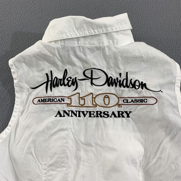 Harley Davidson Shirt Womens Small 110th Anniversary Sleeveless Embroidered Tank - Picture 9 of 9